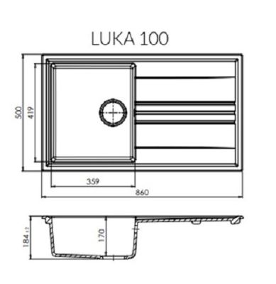 GRANMASTER LUKA 100 INSET TITAN GREY QUARTZ SINGLE BOWL SINGLE DRAINER SINK, GRA0040 GRANMASTER LUKA 100 INSET TITAN GREY QUARTZ SINGLE BOWL SINGLE DRAINER SINK, GRA0040